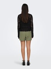 JDY Black Long Sleeve Knitted Crochet Boatneck Pullover Jumper - Image 4 of 7