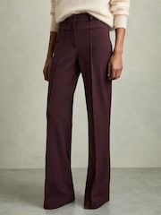 Reiss Burgundy Claude High Rise Flared Trousers - Image 3 of 6