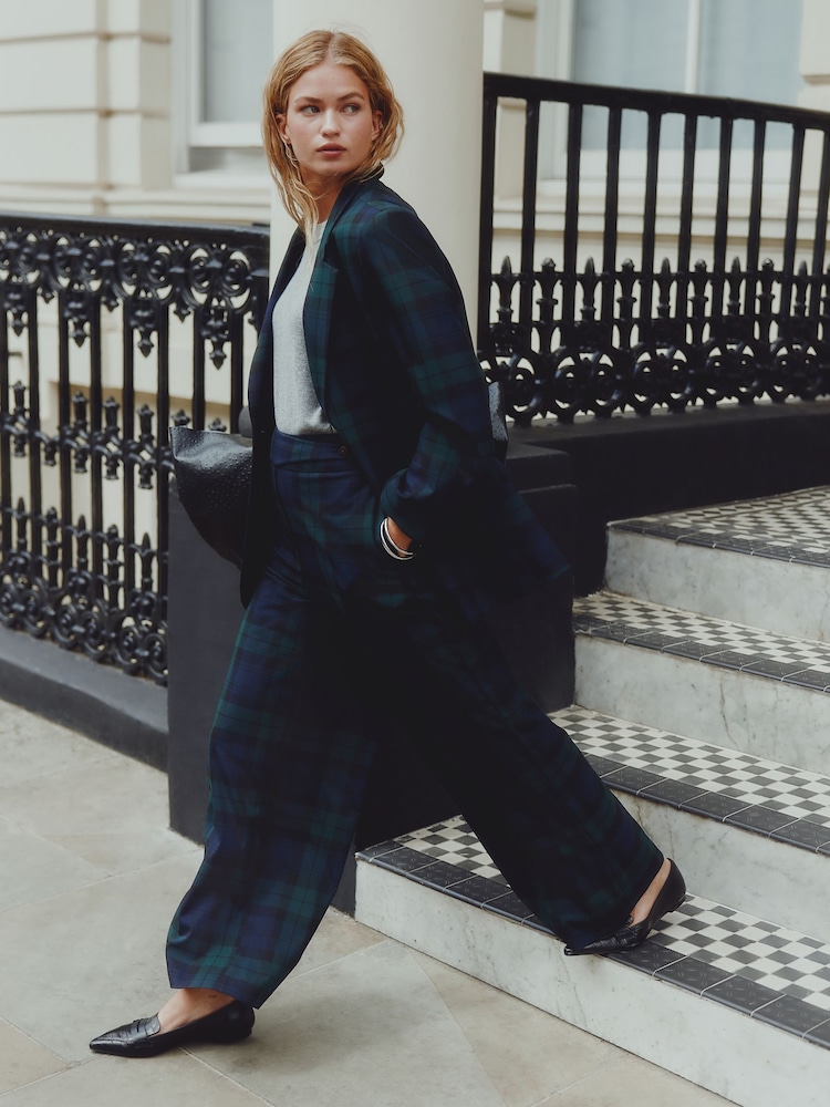 Green/Navy Tartan Single Breasted Blazer - Image 1 of 7 Green/Navy Tartan Single Breasted Blazer - Image 1 of 7