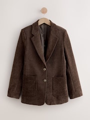 Chocolate Brown Chenille Single Breasted Blazer - Image 1 of 4