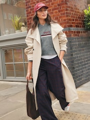 Brown Check Wide Leg Tailored Trousers - Image 1 of 8