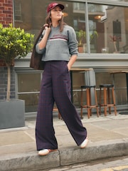 Brown Check Wide Leg Tailored Trousers - Image 2 of 8