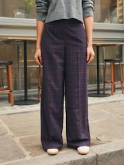 Brown Check Wide Leg Tailored Trousers - Image 3 of 8