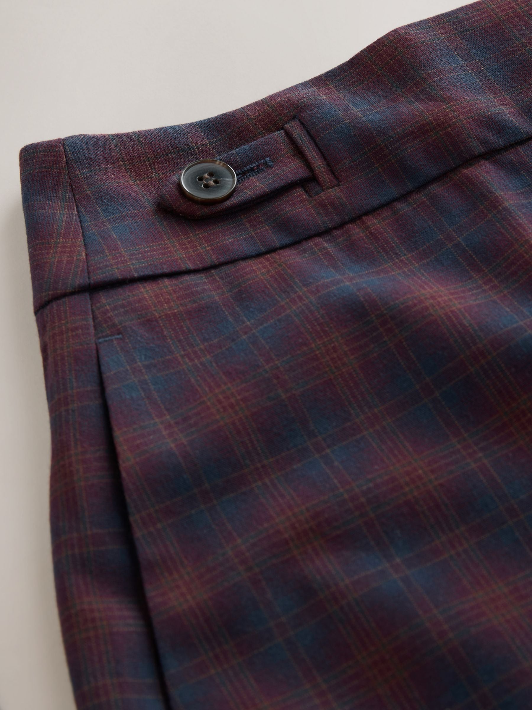 Buy Burgundy Red/Navy Blue Check Check Wide Leg Tailored Trousers