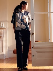 Chocolate Brown Check Double Pleat Straight Leg Trousers - Image 1 of 10
