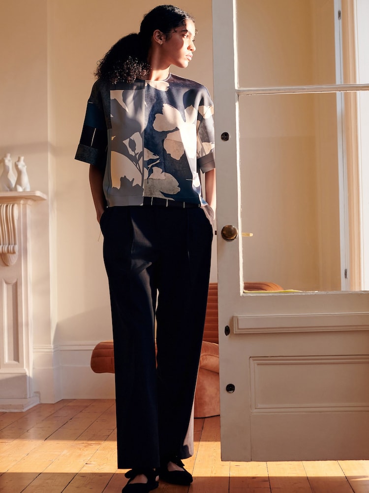 Chocolate Brown Check Double Pleat Straight Leg Trousers - Image 1 of 10
