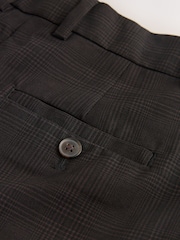 Chocolate Brown Check Double Pleat Straight Leg Trousers - Image 10 of 10
