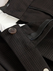 Chocolate Brown Check Double Pleat Straight Leg Trousers - Image 9 of 10
