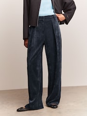 Navy Corduroy Wide Leg Trousers - Image 2 of 8