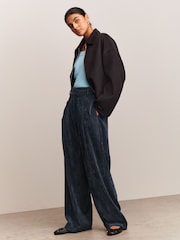 Navy Corduroy Wide Leg Trousers - Image 3 of 8