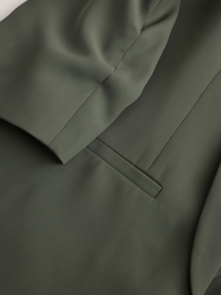 Khaki Relaxed Ruched Sleeve Blazer - Image 3 of 3