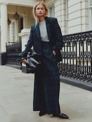 Green/Navy Tartan Wide Leg Trousers - Image 1 of 7
