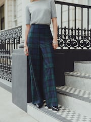 Green/Navy Tartan Wide Leg Trousers - Image 2 of 7