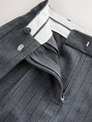 Grey Striped Straight Tailored Trousers - Image 5 of 6