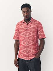 Red Geometric Textured Short Sleeve Shirt - Image 1 of 7
