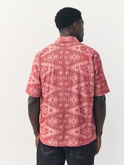 Red Geometric Textured Short Sleeve Shirt - Image 3 of 7