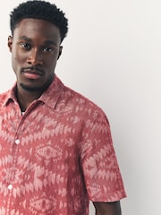 Red Geometric Textured Short Sleeve Shirt - Image 4 of 7