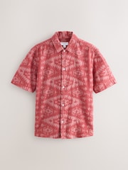 Red Geometric Textured Short Sleeve Shirt - Image 5 of 7