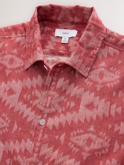 Red Geometric Textured Short Sleeve Shirt - Image 6 of 7