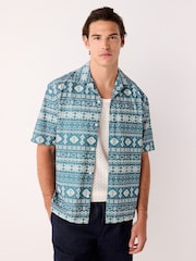 Blue/White Navajo Style Printed Short Sleeve Shirt - Image 1 of 7