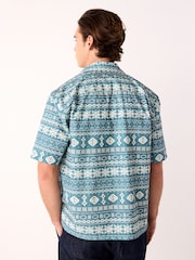 Blue/White Navajo Style Printed Short Sleeve Shirt - Image 2 of 7