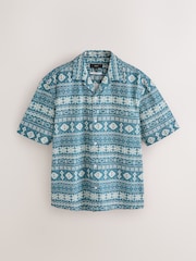 Blue/White Navajo Style Printed Short Sleeve Shirt - Image 5 of 7