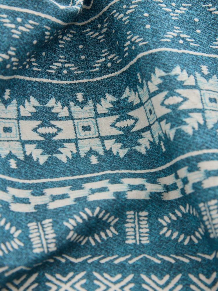 Blue/White Navajo Style Printed Short Sleeve Shirt - Image 7 of 7