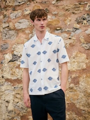 Ecru Embroidered Pattern Short Sleeve Shirt - Image 1 of 3