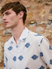 Ecru Embroidered Pattern Short Sleeve Shirt - Image 3 of 3