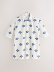 Ecru Embroidered Pattern Short Sleeve Shirt - Image 5 of 7