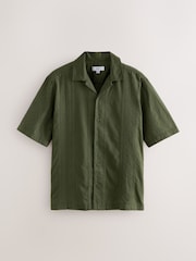 Khaki Green Navajo Style Printed Short Sleeve 100% Cotton Shirt - Image 4 of 6
