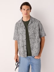 Black/White Paisley Jacquard Printed Short Sleeve Shirt - Image 1 of 7