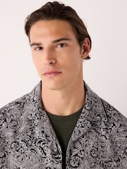 Black/White Paisley Jacquard Printed Short Sleeve Shirt - Image 4 of 7