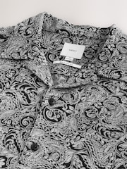 Black/White Paisley Jacquard Printed Short Sleeve Shirt - Image 7 of 7