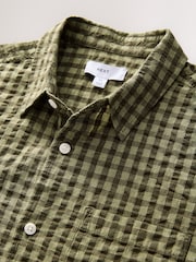Green Textured Micro Check Short Sleeve Shirt - Image 2 of 3