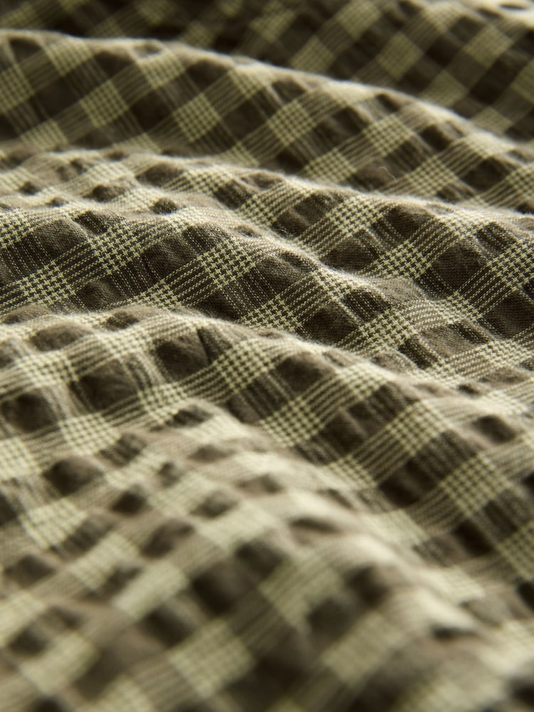 Green Textured Micro Check Short Sleeve Shirt - Image 3 of 3