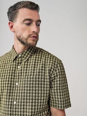 أخضر - Textured Micro Check Short Sleeve Shirt - صورة 4 من 7
