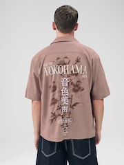 Pink Back Printed Short Sleeve Shirt - Image 1 of 9