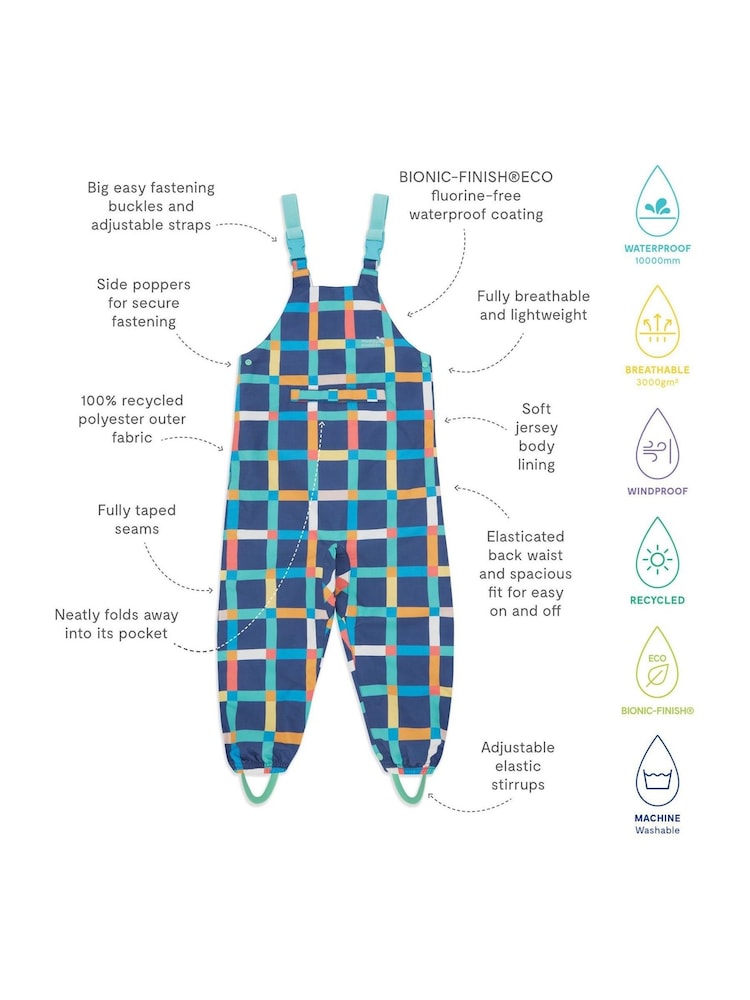 Muddy Puddles Light Blue Waterproof EcoLight Dungarees - Image 7 of 7