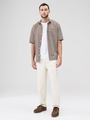 Braun - 100% Cotton Short Sleeve Micro Check Shirt - Bild 3 von 7