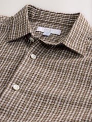 Braun - 100% Cotton Short Sleeve Micro Check Shirt - Bild 6 von 7