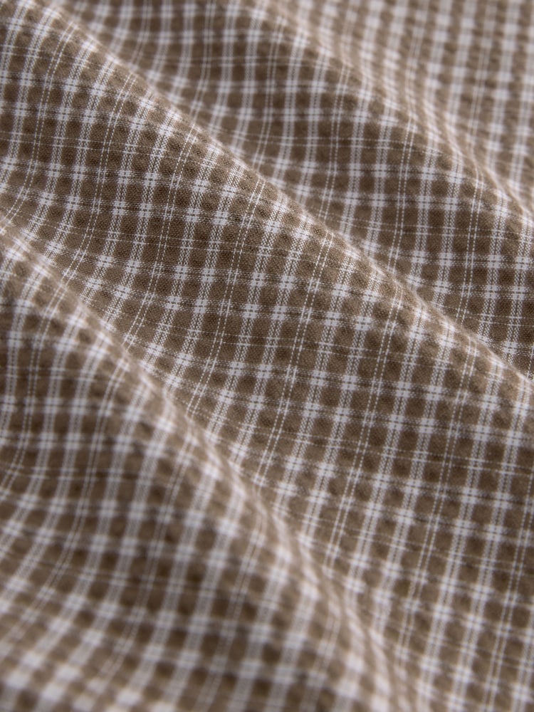 Braun - 100% Cotton Short Sleeve Micro Check Shirt - Bild 7 von 7