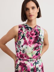 Phase Eight Natural Janina Floral Print Pleat Midi Dress - Image 4 of 5