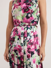 Phase Eight Natural Janina Floral Print Pleat Midi Dress - Image 5 of 5