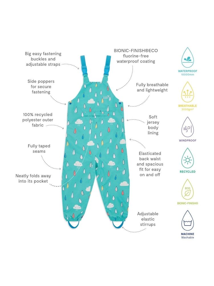 Muddy Puddles Blue Waterproof EcoLight Dungarees - Image 6 of 6