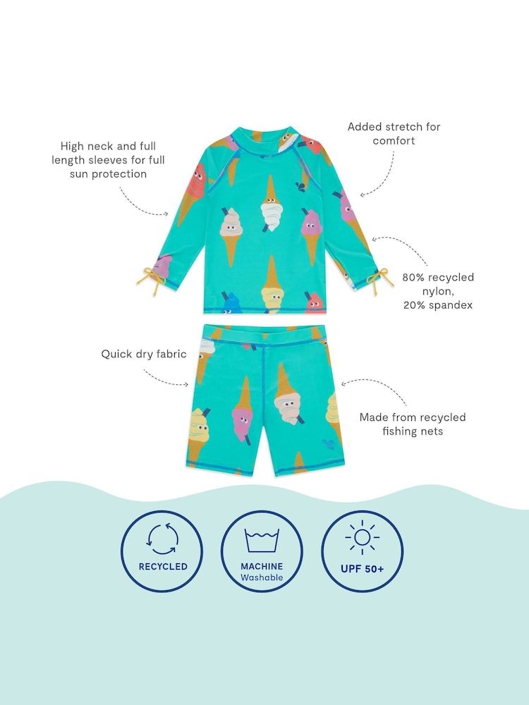 Muddy Puddles Light Blue UV Protective Surf Set with Shorts - Image 5 of 5