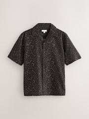 Brown Leopard Print Short Sleeve Shirt - Image 1 of 3