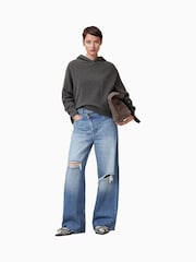 AllSaints Blue Aki Crossover 100% Cotton Jeans - Image 1 of 9