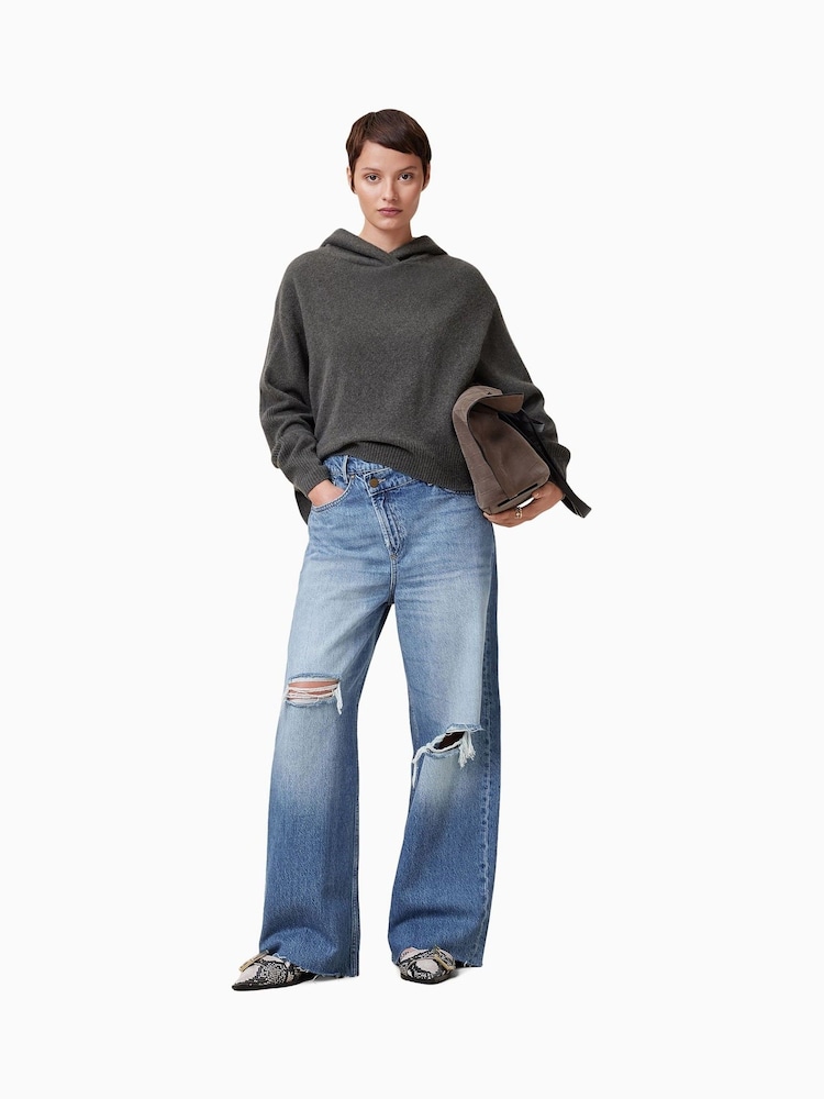 AllSaints Blue Aki Crossover 100% Cotton Jeans - Image 1 of 9