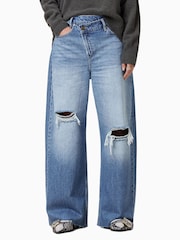 AllSaints Blue Aki Crossover 100% Cotton Jeans - Image 2 of 9